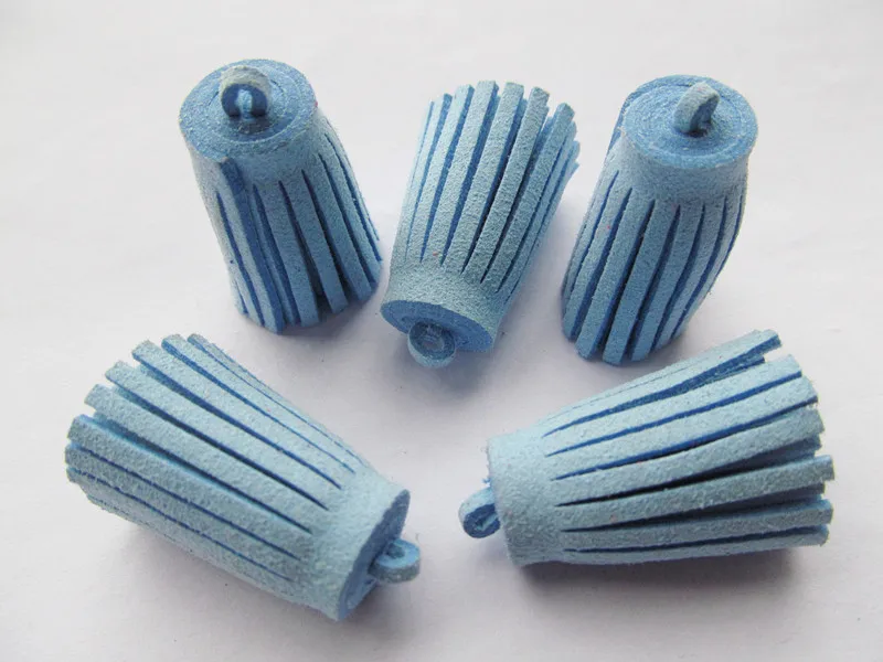 Free Shipping 10pcs 33mm Handbag Tassels,DIY Accessories,  Light Blue Korean Fleece Suede Cord,Chamois Macrame Bag Component