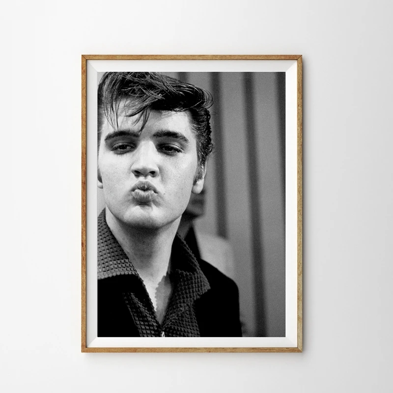 Pop Musician Elvis Poster Canvas Art Prints , The King Kiss Painting Rock Roll Music Star Wall Art Picture Home Room Decor