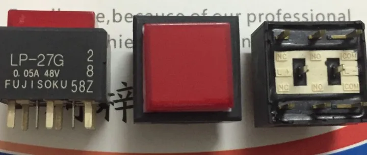 [VK]JAPAN FUJISOKU LP-27G square light touch switch 15*15mm with a self-locking button red LED 8 pin LP1S-27G-229-Z 0.05A 48V