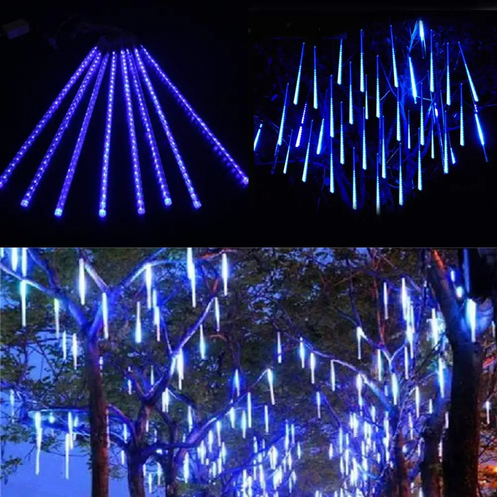 30/50 ซม.8 pcs/ฝนดาวตก Rain Tube LED Christmas Light สวนแต่งงาน Xmas String Light กลางแจ้งวันหยุด 100-240V