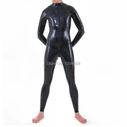 2018 new sexy exotic Sexy handmade customize Black Men male Latex Catsuit zentai cekc fetish Bodysuits with three way Zipper