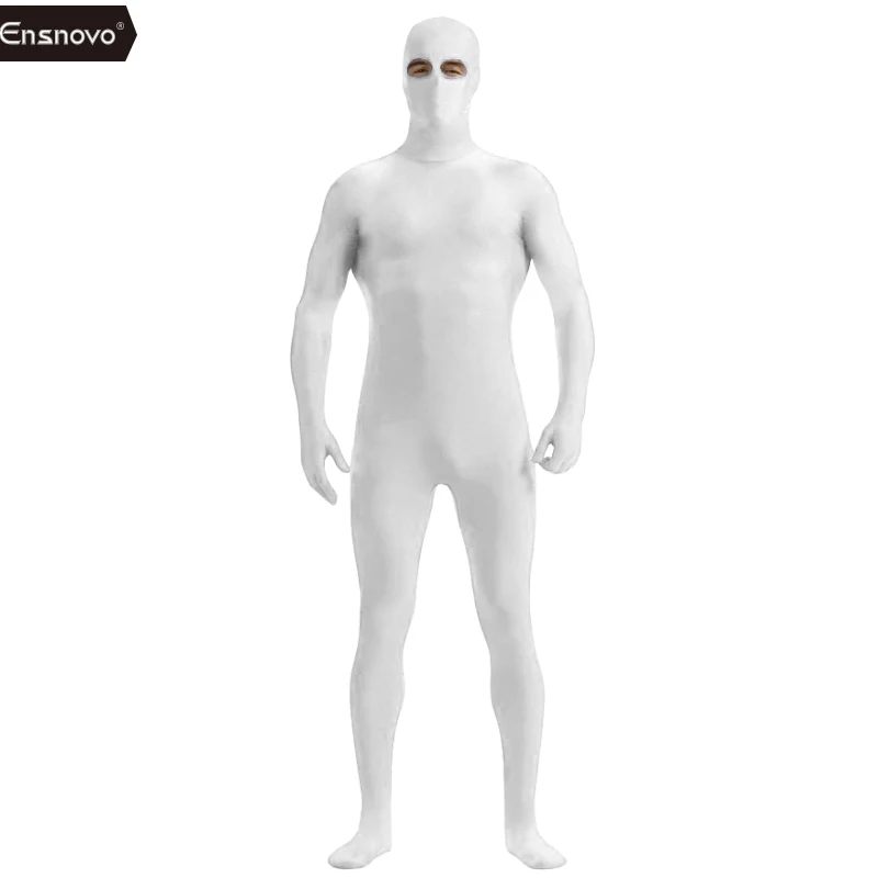 Ensnovo Volwassen Zwarte Open Ogen Nylon Zentai Custom Tweede Huid Strakke Pakken Full Body Halloween Cosplay Kostuums Spandex