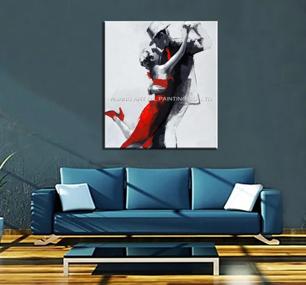 Hand-painted Modern Dancer Figure Oil Painting on Canvas for Living Room Decoration Handmade Men and Women Tango Oil Painting