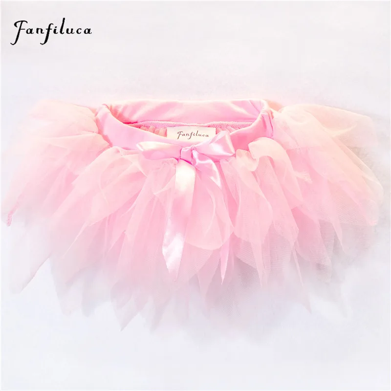 Fanfiluca Baby Girls Tutu Skirt 3 Layers Super Soft Mesh Lace Baby Tutu Skirts 4 Colors for 3M-24M