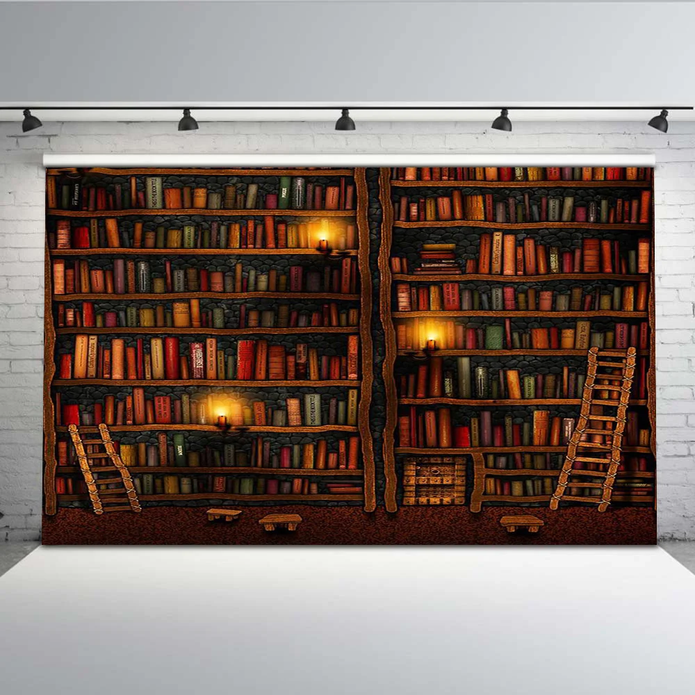 

graduation background Library Backdrop for Book Shelf Photo Shoot Studio Back to School for Photography Y-524