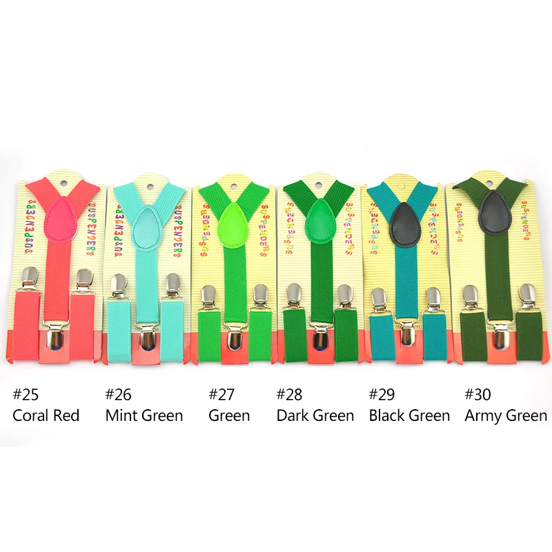 DROP Shipping-Anak-anak Suspender 2.5 Cm X 65 Cm Baru 36 Warna Campur Anak Laki-laki/Perempuan Suspender Elastis Kawat Gigi slim Tali Selempang Y-Kembali Suspender