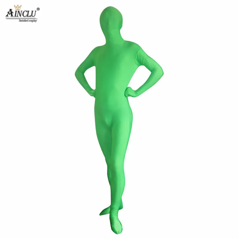 Ainclu – costume Zentai en Spandex vert pour Halloween, ensemble complet, commande rapide, expédition le jour même, 24 h