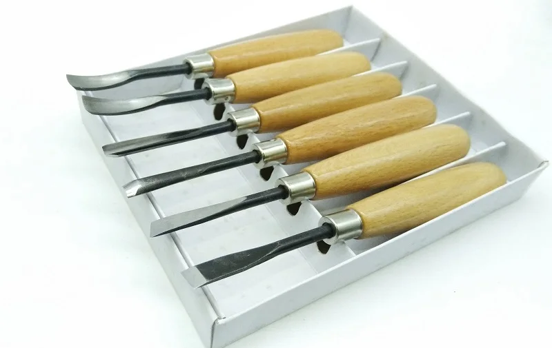 NEW 6Pcs/set Woodcut knife Woodpecker Wood Carving Tools Chip Detail Chisel set Carpenter tools