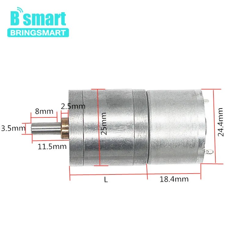 Bringsmart JGA25-310 12V Electric Motor DC 6V Gearbox Motor Gearbox Reversible Micro Gear Motor For Smart Parts Robot Customized