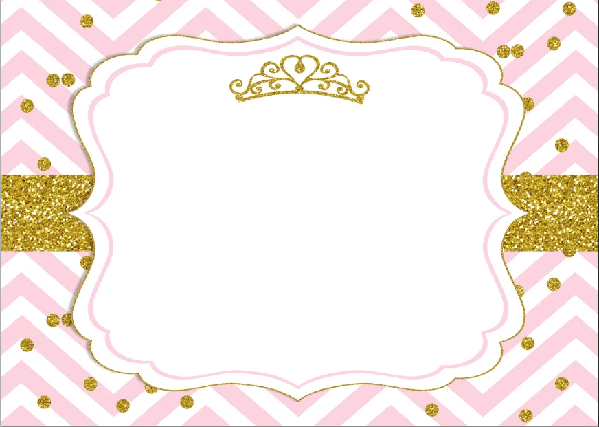 7x5FT Pink Chevron Gold Coins Crown Baby Shower Custom Photo Studio Backdrop Background Vinyl 220cm x 150cm