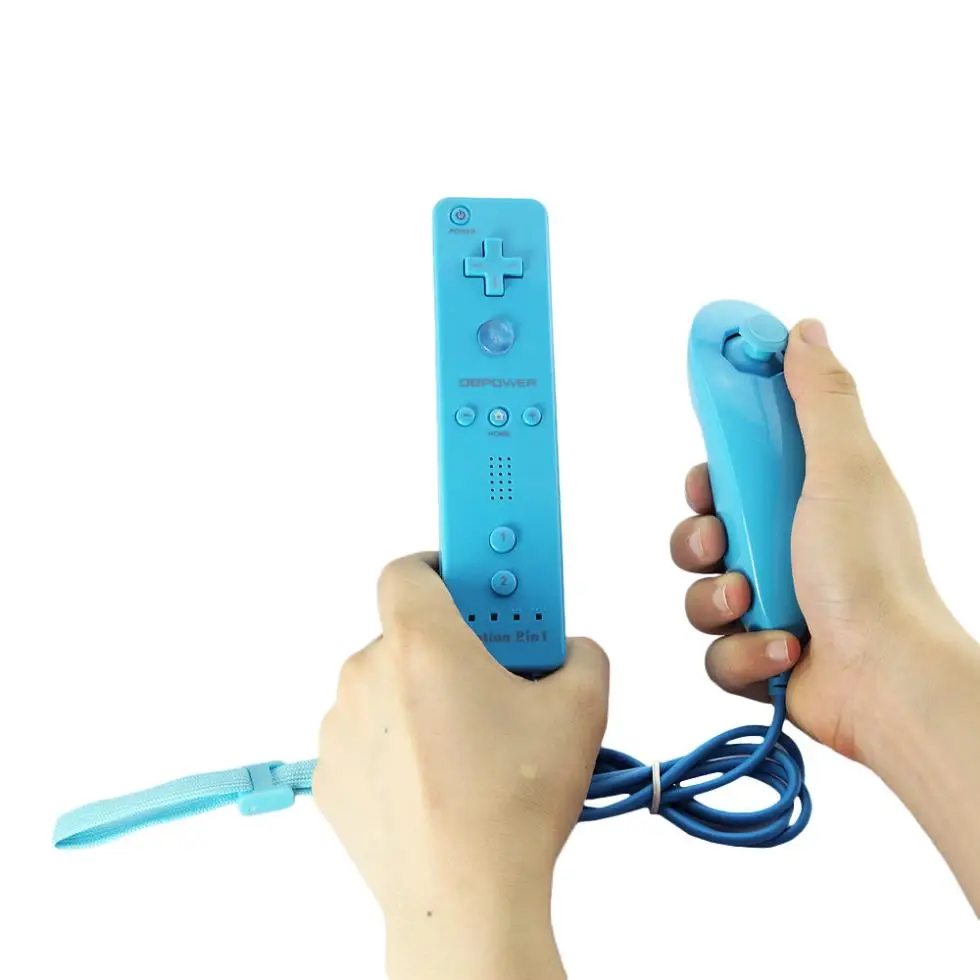 

ViGRAND Free shipping 1 SET 2 in 1 Remote and Nunchuck Controller with Built in Motion Plus For Wii