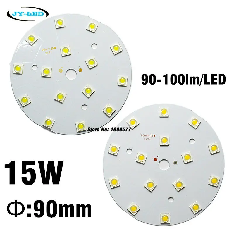 

90mm Diameter 15W LED PCB Board, 1500lm Lumen SMD7171 HuaLei Chip Aluminum Base Plate White/Warm White For LED Bulb Light Source