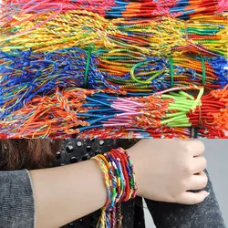 Hot 100 Pcs/Lot Handmade Weave Friendship Bracelet Brazil Cheap Colorful Rainbow Woven Braided Rope Thin String Strand Bangles