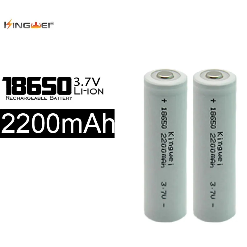 10x ICR18650 kingwei  3.7v 2200mah   li-ion battery rechargeable point Top power bank battery