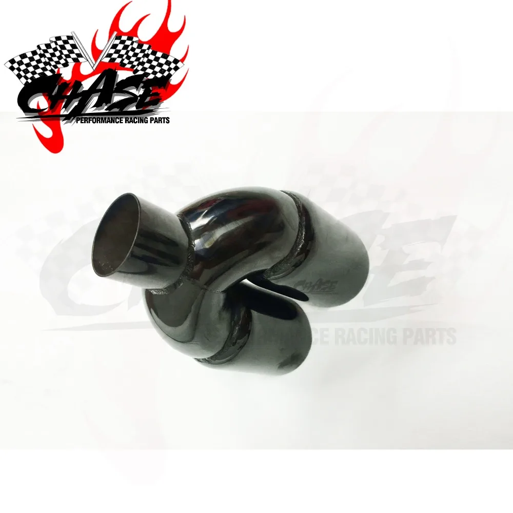 Double Out 51mm dia Dual Car Auto Muffler Tail Pipe Exhaust Tip 1 to 2 Silencer Stainless Steel 201 Blue or Black 1PC