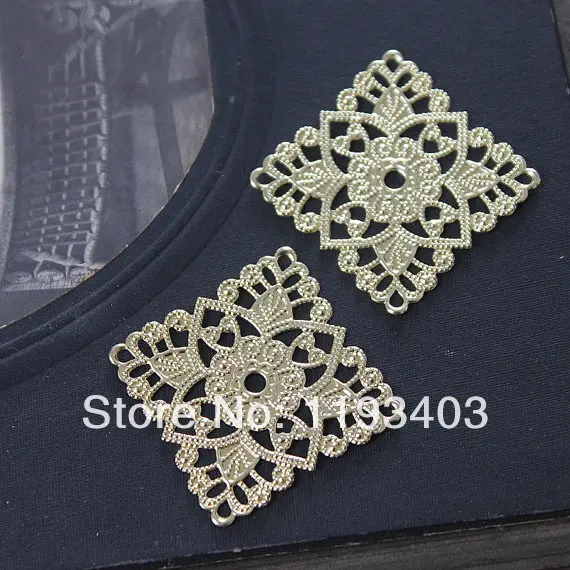 20PCS  RAW brass Filigree Jewelry 31mm Connectors Setting Cab Base  Finding (FILIG-RB-50)