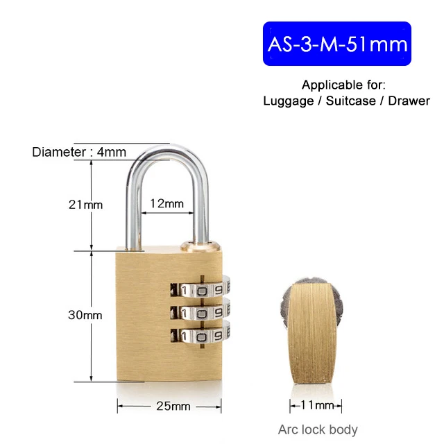 KAK Massief Messing Koper Beveiligingshangslot Wachtwoord Combinatie Codeslot voor Gym Digitale Locker Koffer Ladeslot Hardware