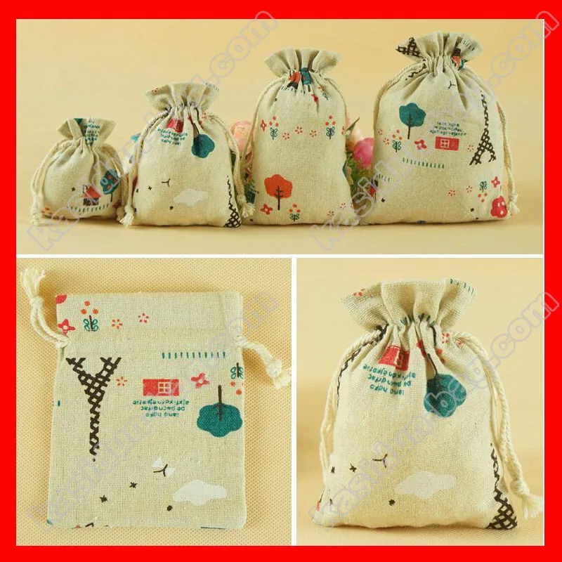 (200pcs/lot)  Wholesale kids girl candy gift bag jute fabric