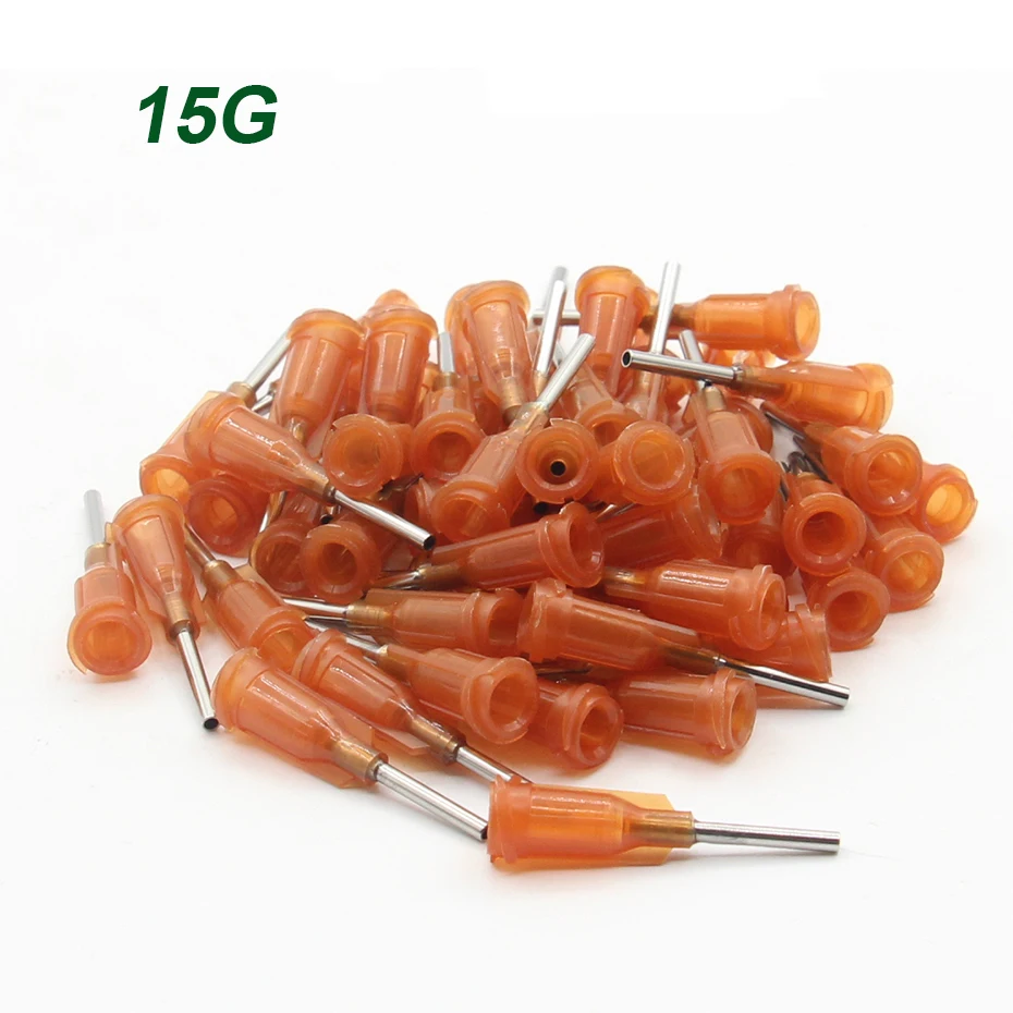 100pcs 15G Precision passivated S.S. Dispense Tip with PP Safetylok hub, 0.5