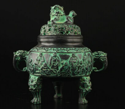 

Copper Brass CHINESE crafts Asian Exquisite Chinese Vintage Collection Old Bronze Casting Spiritual Lion Buddha Incense Burner