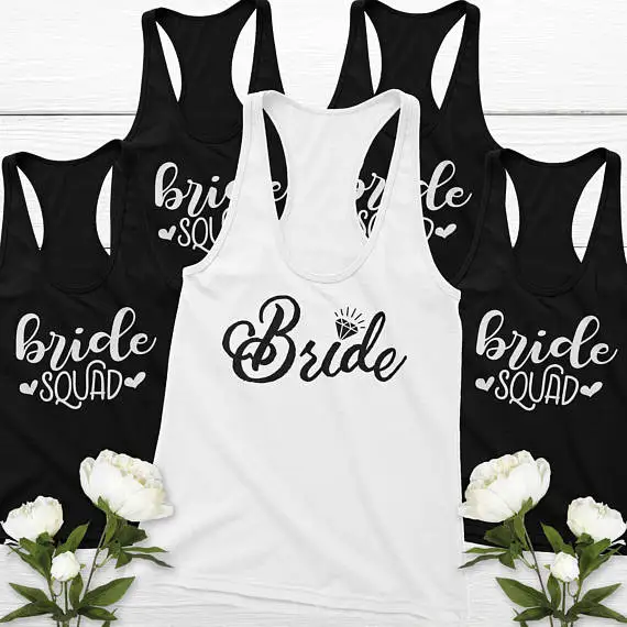 Personalized Bridesmaids Bride Squad diamond Tank tops wedding Bachelorette bridal shower t Shirts Party favors