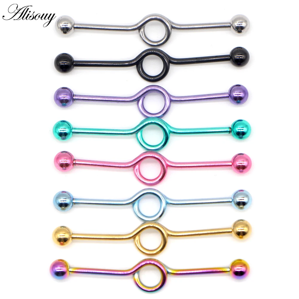 Alisouy 1PC ZigZag Wave Surgical Steel Barbell Industrial Piercing Scaffold Bar Cartilage Earrings Orelha Piercing Body Jewelry