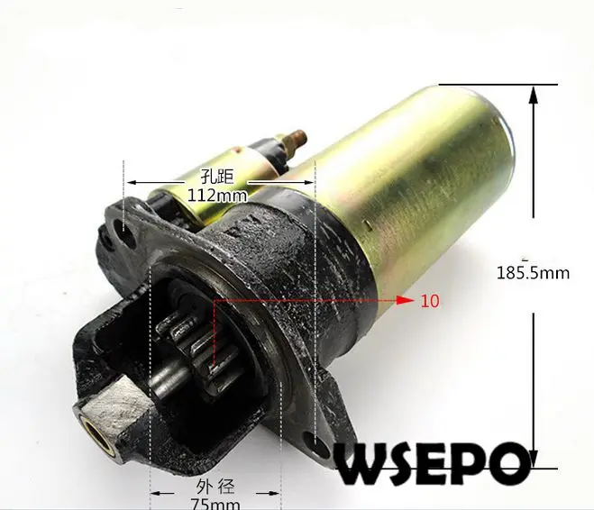 

OEM Quality! Electric Start Motor(10 Teeth Gear) for R185/R190 4 Stroke Small Water Cooled Diesel Engine