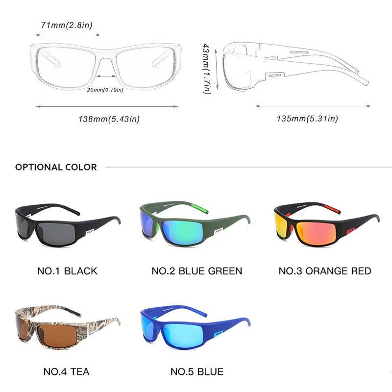 KDEAM High-end Goggles For Men Sports Sunglasses Polarized&UV400 TR90 Unbreakable Frame Anti-reflective Lens Glasses New
