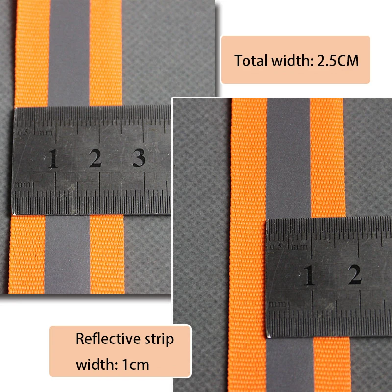 50 미터, 2.5cm * 1cm 너비, 형광 반사 패브릭 리본 웨빙 스트립, 가장자리 브레이드 트림 바느질 의류 액세서리