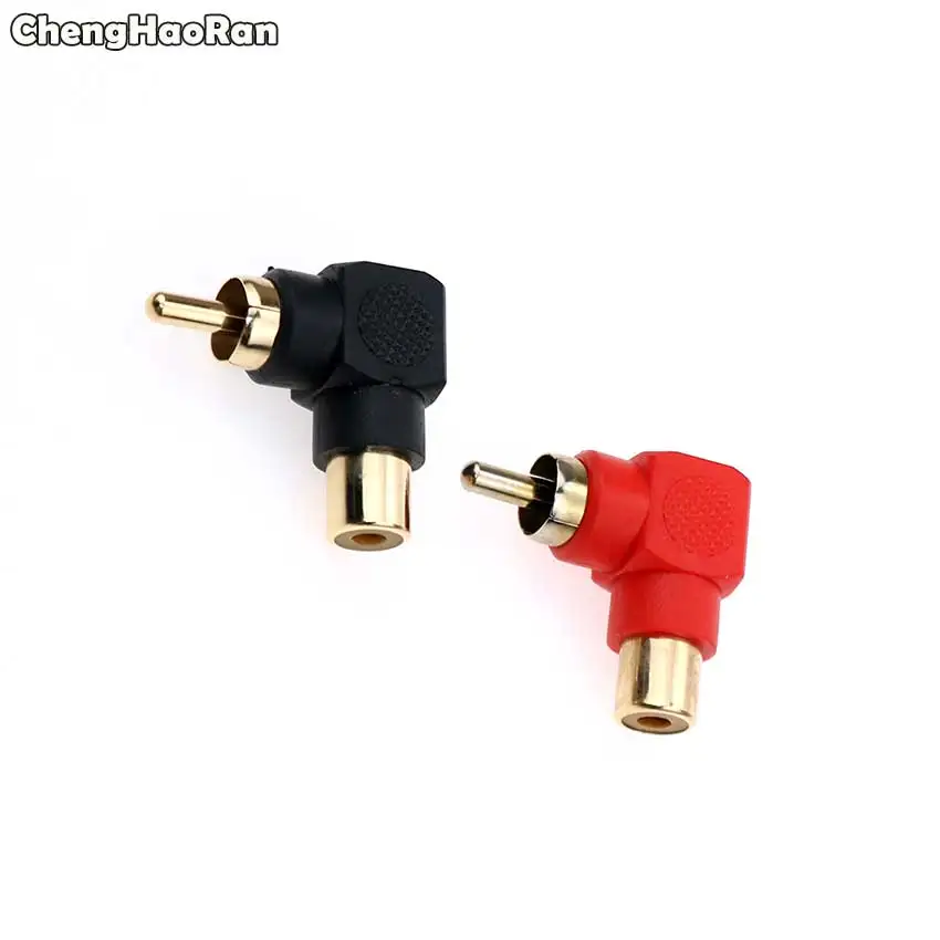 ChengHaoRan RCA Male to 2 RCA Female Y Splitter Audio Adapter Plug Seat RCA to RCA F/M Right Angle Audio Adapter Jack Connector