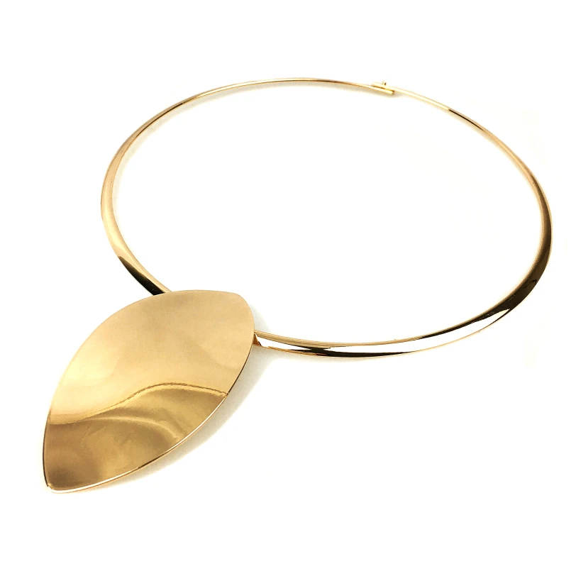 Punk Metal Geometric Torques Chokers Necklaces For Women Oval Shiny Alloy Statement Collar Necklace Jewelry Accessories UKEN