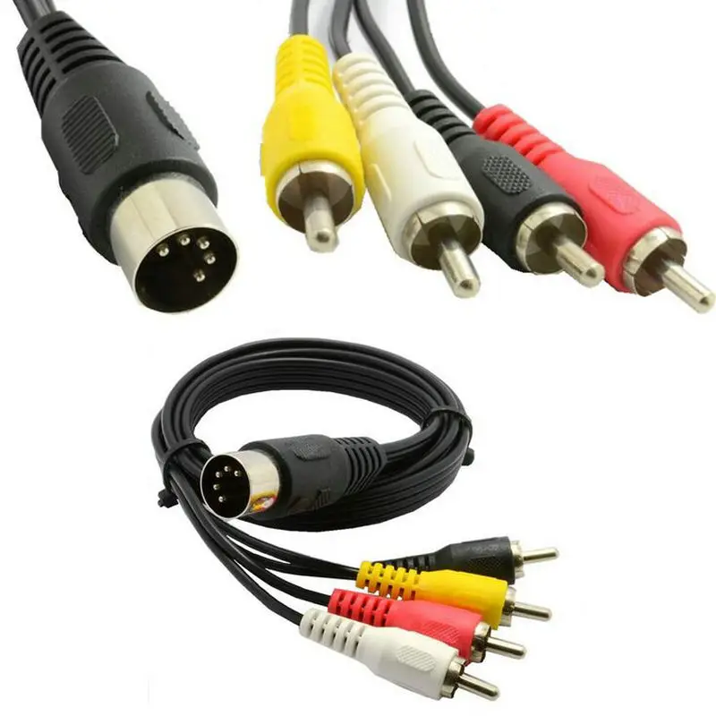 5pcs/lot  5P DIN male plug  to 4 RCA Male Adapter Cable Audio Video AV Cables Length 50cm  150cm