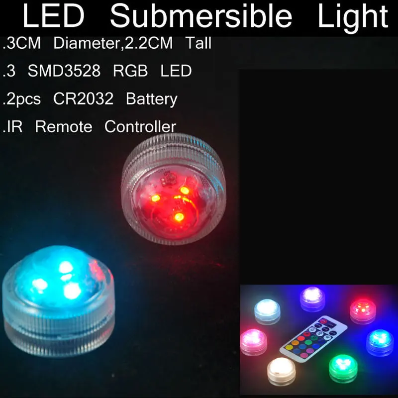 12 шт./лот RGB LED погружной цветочный пульт дистанционного управления Цветочный чай свет Свеча w/контроллер RGB Изменение цвета Свадьба Рождество