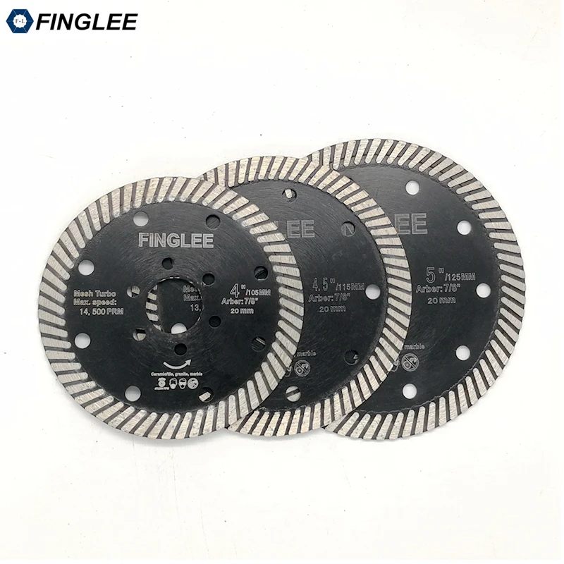 FINGLEE 1/3pcs 105/115/125mm Diamond Hot Pressed Superthin Turbo Blade Hard Material Ceramic Tile Granite Cutting Disc