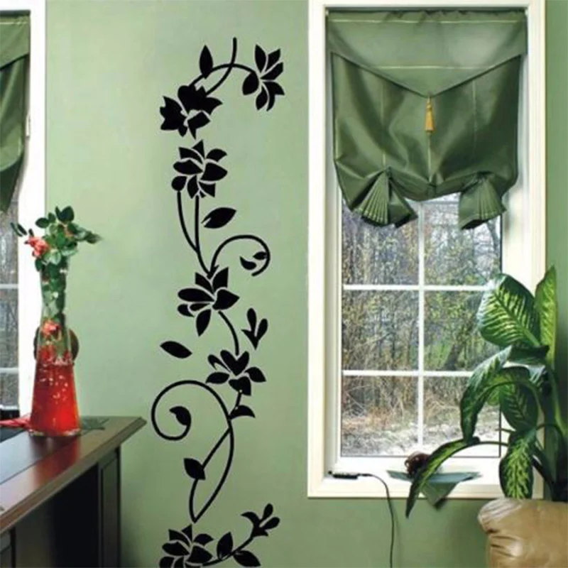 

DIY Ratten Flower Removable Vinyl Wall Decal Stickers Mural Home Decor Black 30x105cm