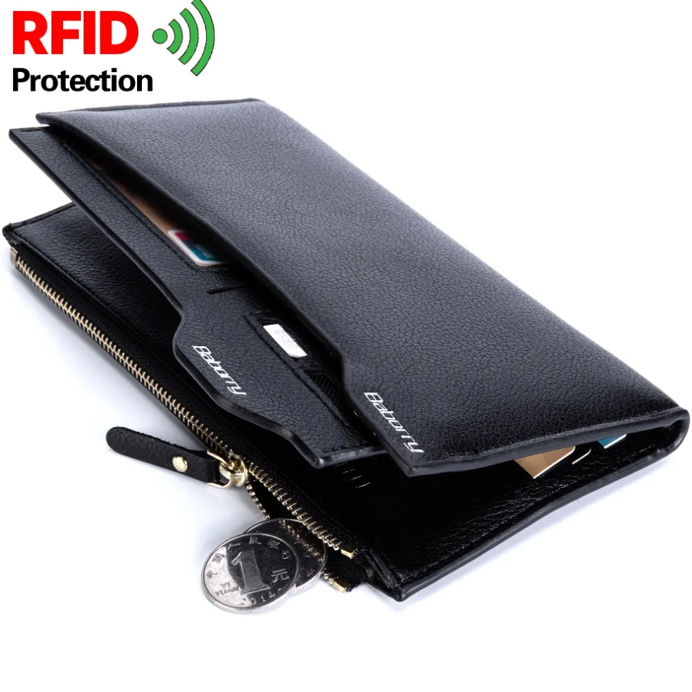 Wallets For Men Rfid Blocking Coin Bag Zipper Men Wallets Mens Purse Male Money Purses Wallets Slim Men Long Wallet Coin Purse