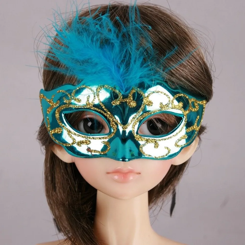 [wamami] 6pcs Light Blue Gold Pattern / Fur Mask For 1/3 SD17 SD DZ DOD AOD BJD Dollfie