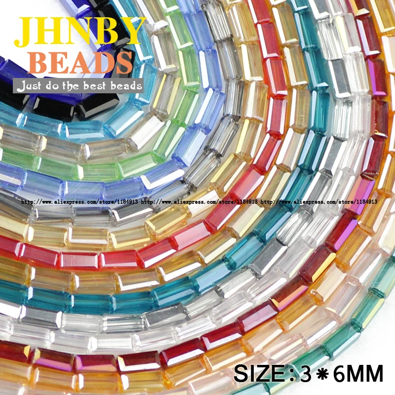 JHNBY AAA Rectangular Austrian Crystal 3*6mm 65pcs Square Glass Spacers Loose Beads For Jewelry Making Bracelet DIY Accessories