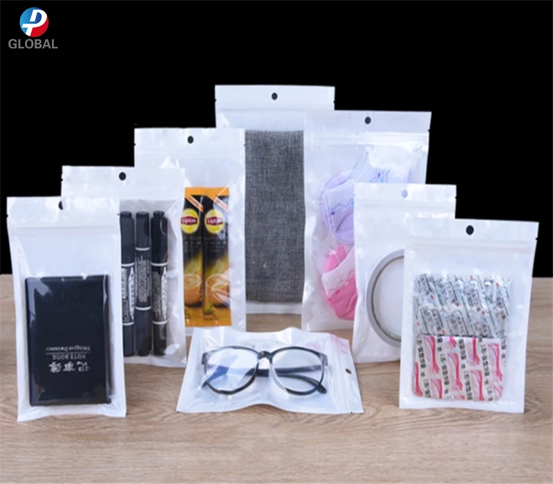 D&P 100pcs Various big size zipper lock Clear Pearl White Plastic storage bags Pearl film Plastic Poly gift/Boutique package bag