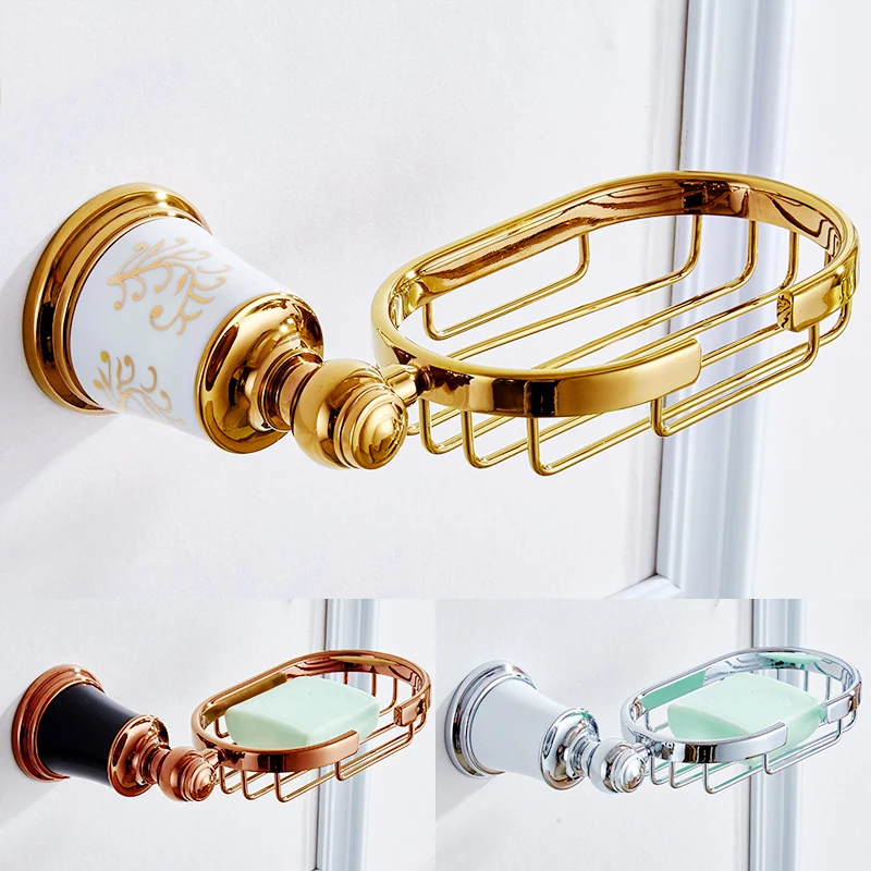 

VidricSoap Baskets Gold Brass Soap Dish Holder Durable Luxury Bathroom FittingWall Mounted Toilet Soap Holder For Bathroom 87306