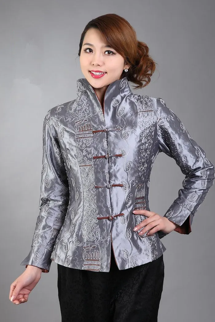 Fashion Purple Spring Chinese Women\'s Silk Satin Embroidery Jacket Coat Flowers Mujeres Chaqueta Size S M L XL XXL XXXL Mny20-C