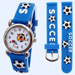 Montre analogique de Sport de Style Football 3D pour enfants, montre-bracelet à Quartz pour garçons et filles, tendance