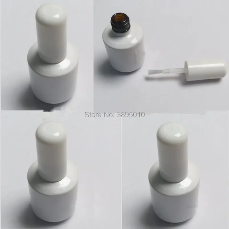 

15ml Empty White Glass Nail Polish Bottle With White Cap 1/2oz Glass Cosmetic Container Packaging F824