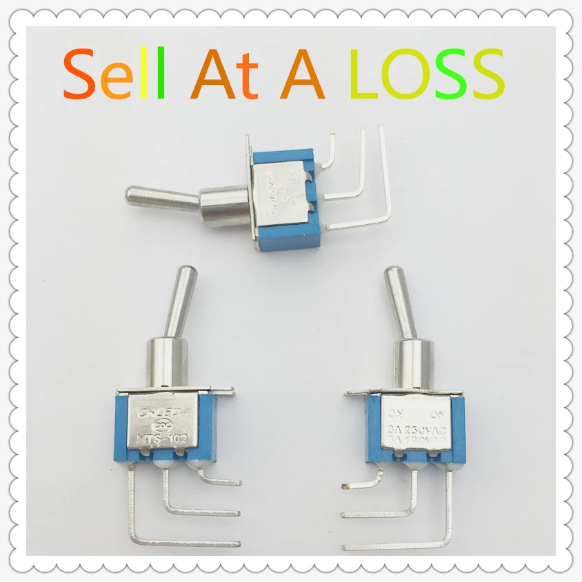 3pcs/lot Mini MTS-102C4 3-Pin SPDT G103 ON-ON 3A 250V Bent Toggle Switches Good Quality Free Shipping