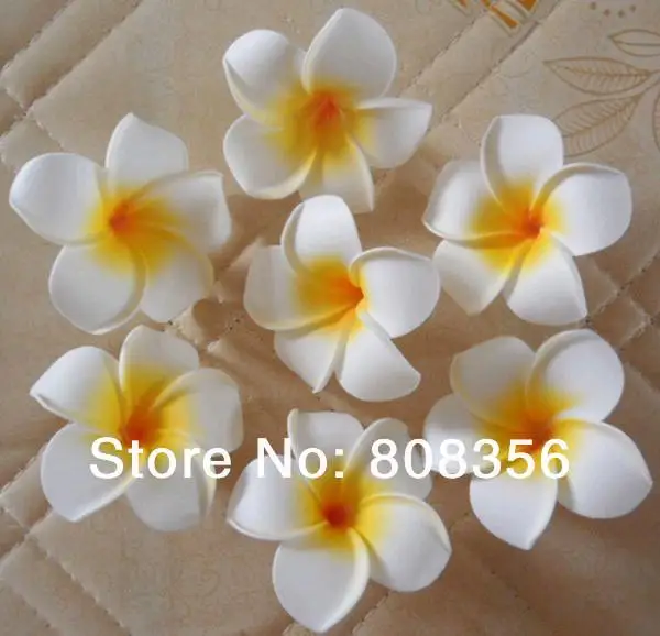 100Pcs/lot Foam Artificial Plumeria Rubra Flower Heads Frangipani Wedding Decoration Flowers 9cm Plumeria Flower Head