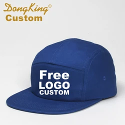 DongKing Custom 5 paneli czapka z daszkiem czapka z krótkim rondem czapka typu Snapback bezpłatny tekst haft nadruk Logo bawełna regulowana spersonalizowana