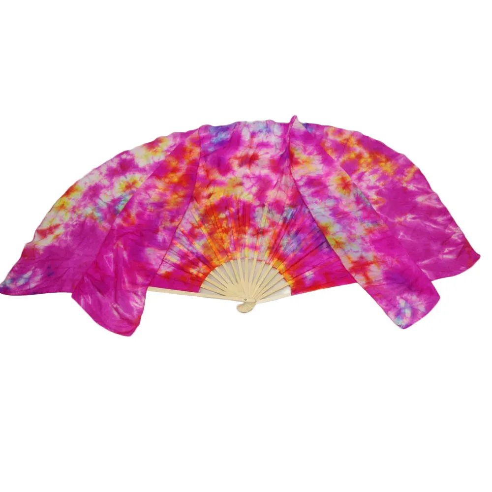 100% Silk Belly Dance Short Fans 1pc Left Hand 1pc Right Hand Mixed Colors Bamboo Ribs Dance Accessories Short Fans Customized