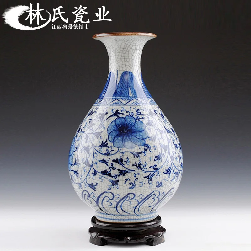 

Jingdezhen Ceramic Chinese Ancient Flower Arrangement Articles Hand-painted Blue White Lotus Jade Pot Porcelain Bottle Jewel