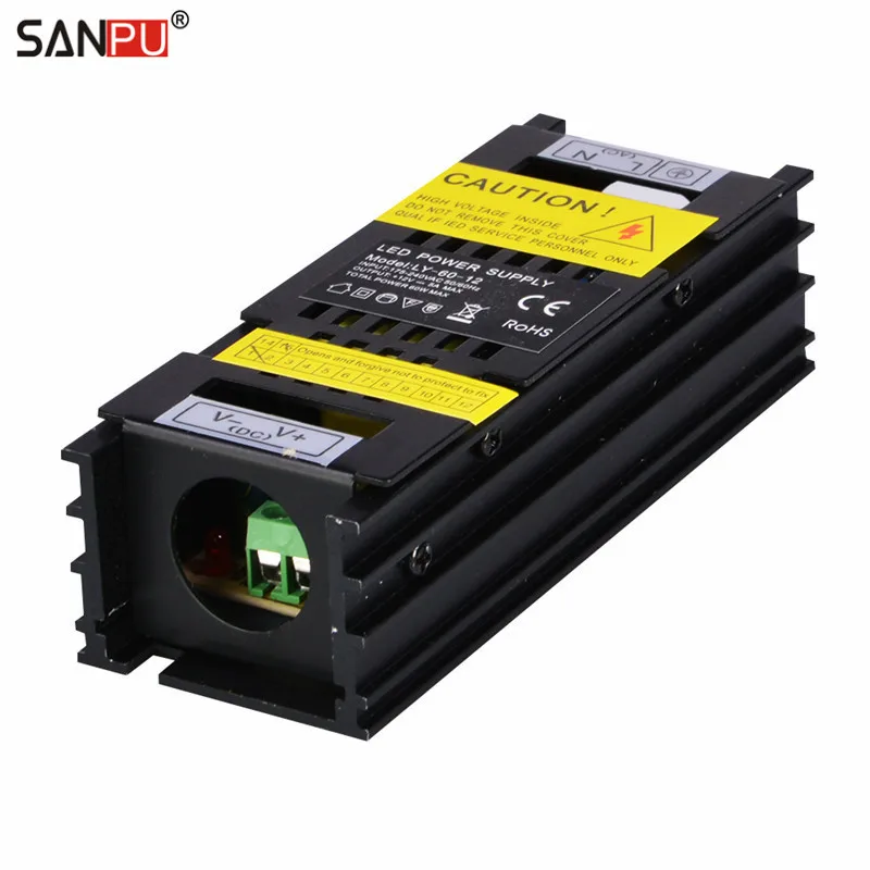 SMPS 220v AC-DC Power Supply 12v 60W 5A Constant Voltage Single Output Transformer Driver Indoor Black for LED Light Strips 48W