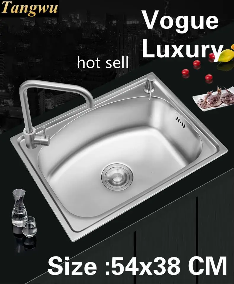 

Free shipping Apartment kitchen single trough sink wash vegetables 304 food-grade stainless steel standard hot sell 54x38 CM